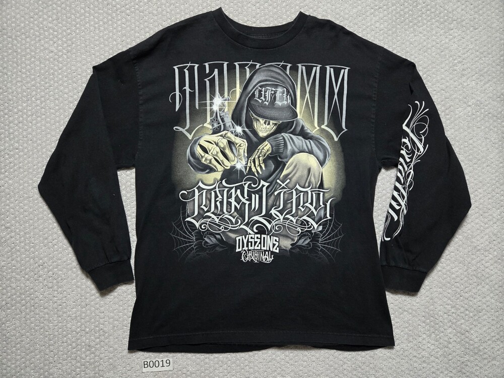 Dyse One For Life Graphic Long Sleeve Black T-Shirt Tattoo Graffiti Art Men’s XL